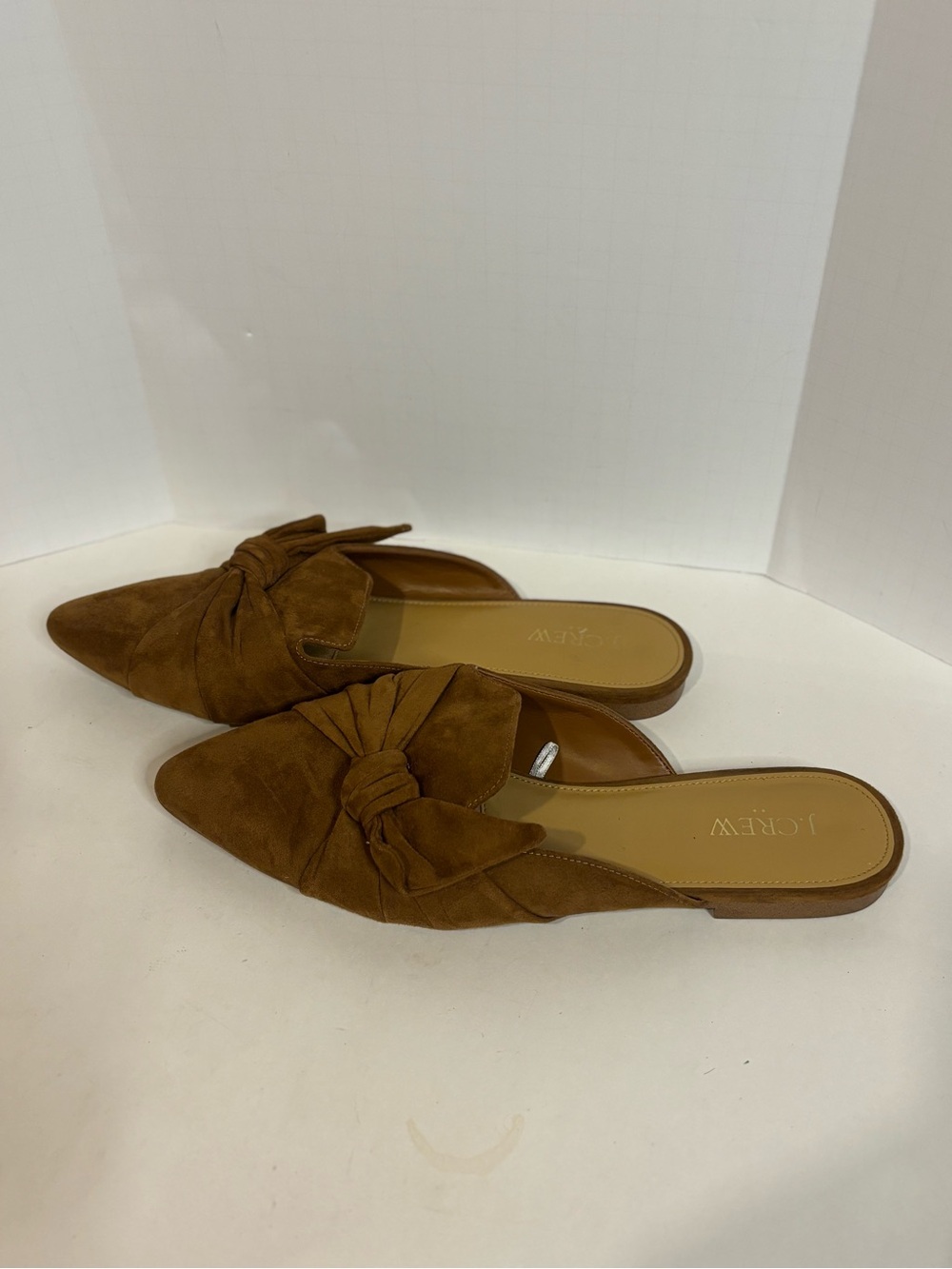 J. Crew Tan Suede Knot Pointed-Toe Mules